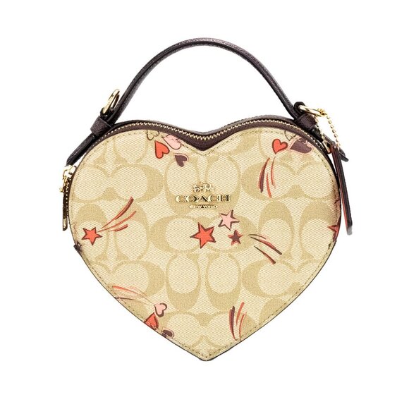 COACH Handbags - COACH Heart Small Light Khaki Star Canvas Crossbody Bag Purse